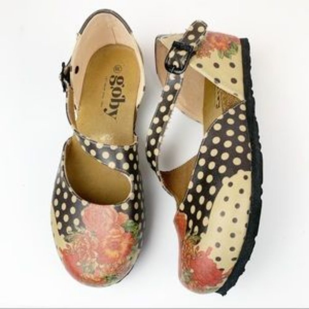 Goby Red and Black Polka Dot Mary Jane Shoes